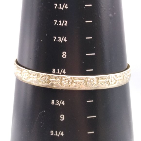 Butterflies and Flowers Bangle Bracelet, Vintage Silver Tone with Repeating - Picture 4 of 4